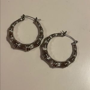 Textured Silver Hoop Earrings